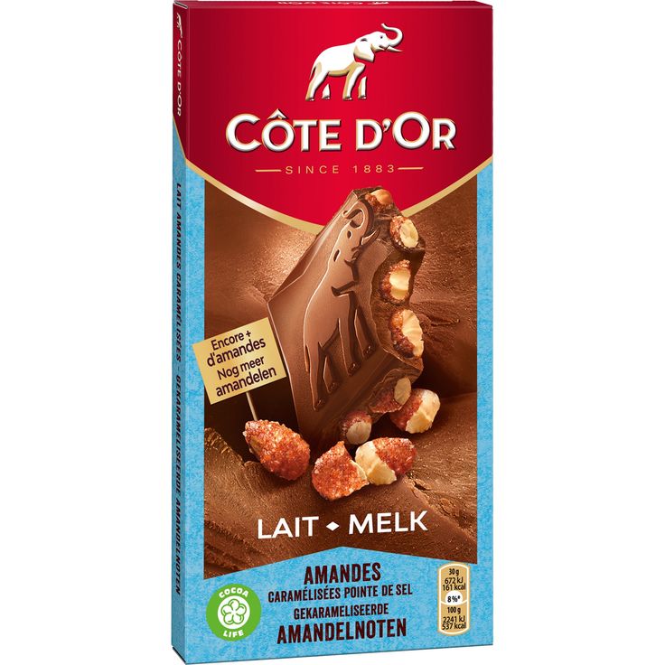 COTE D'OR Chocolat au lait amandes caramélisées COTE D'OR