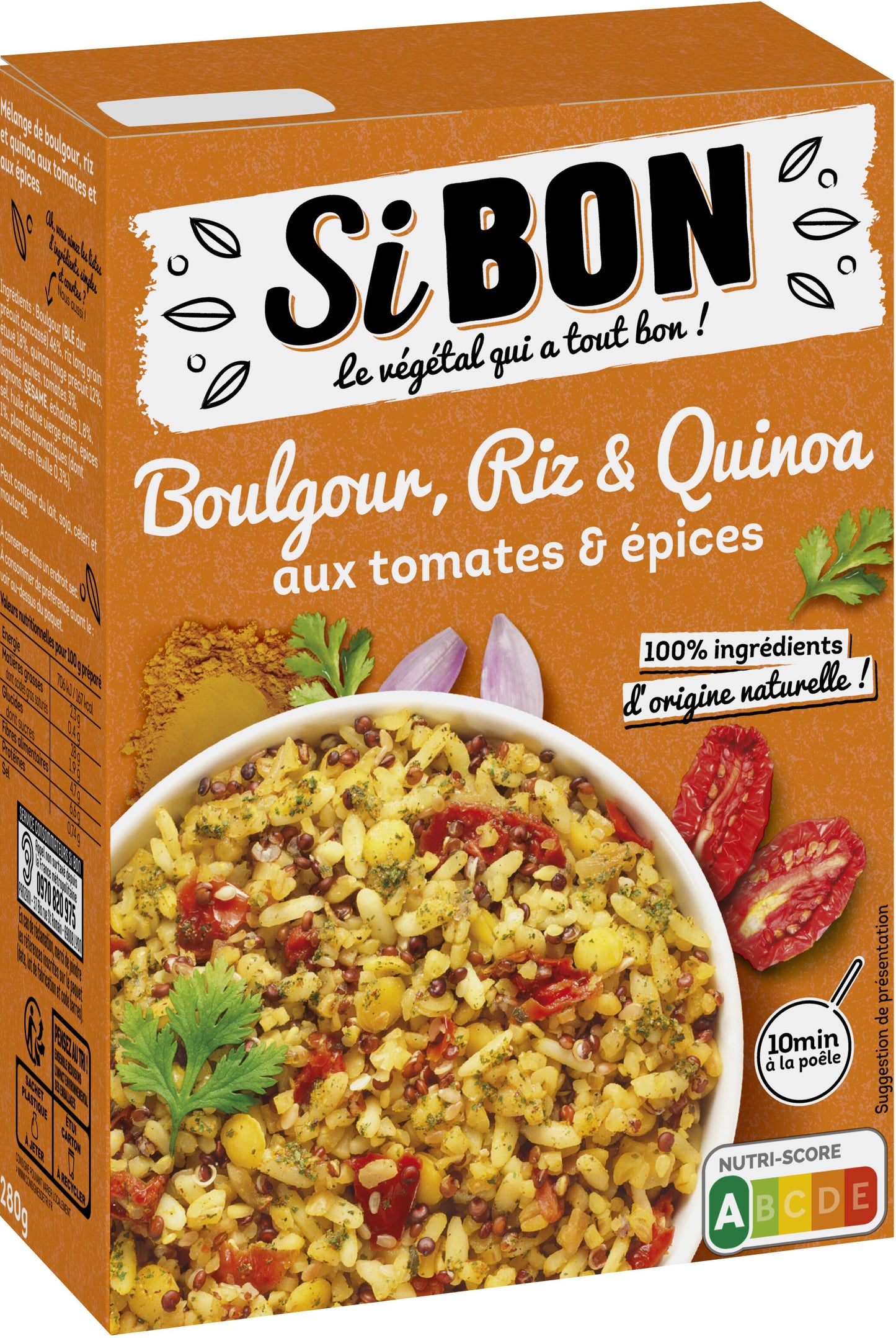 Boulgour riz & quinoa 10mn SIBON la boite de 280g - épicerie les 3 gourmets pates-riz-purees-et-feculents