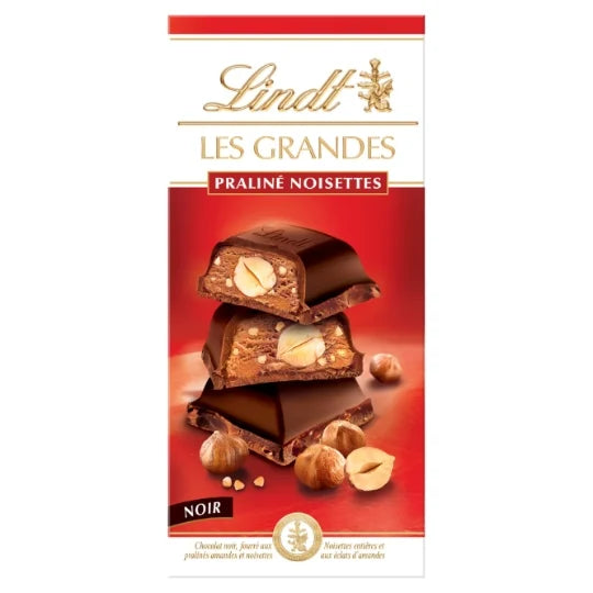 Tablette de chocolat Noir Praliné Noisettes LINDT LES GRANDES