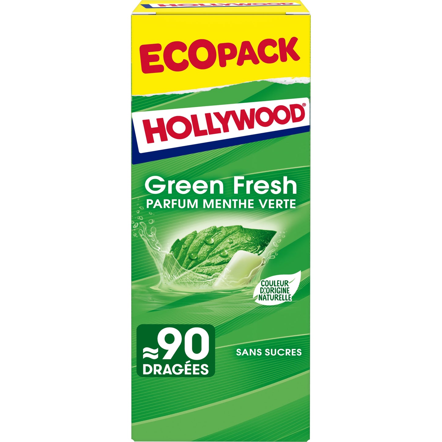Chewing-gum parfum menthe verte sans sucres Green Fresh HOLLYWOOD - épicerie les 3 gourmets Bonbons