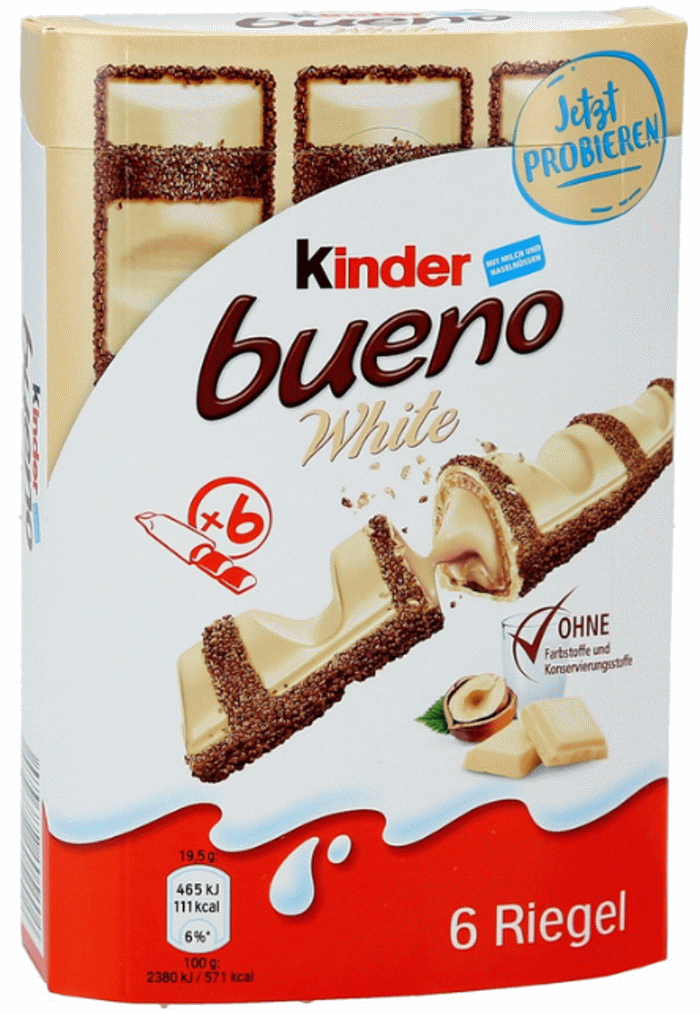 Kinder Bueno White T6 - épicerie les 3 gourmets biscuits-et-gateaux