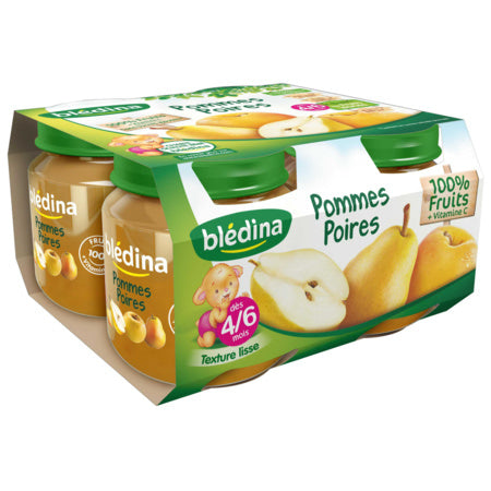 BLEDINA POT POMME POIRE L4X130 G - épicerie les 3 gourmets bébés