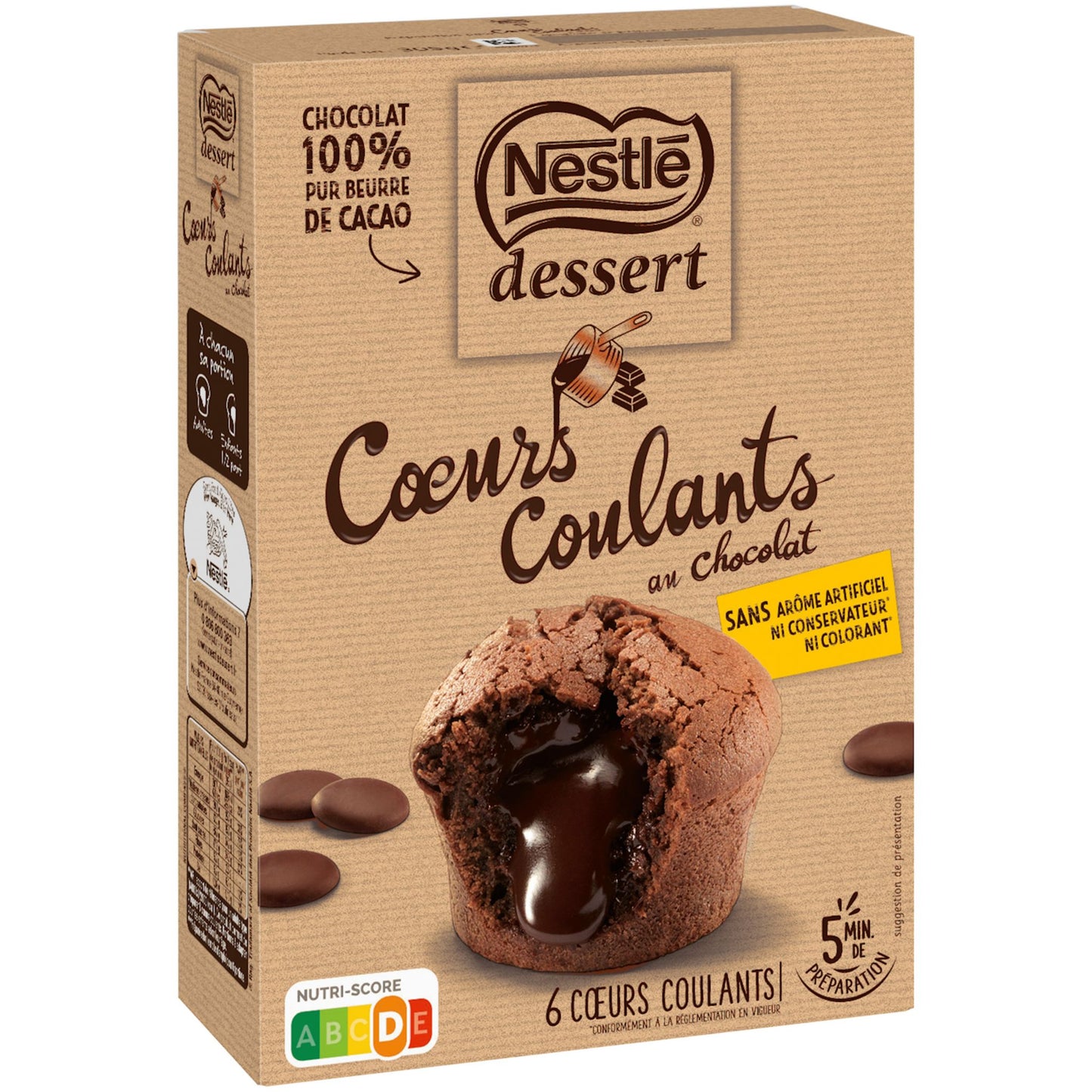 NESTLE Préparation pour cœurs coulants au chocolat 6 coeurs coulants 305g - épicerie les 3 gourmets Chocolat
