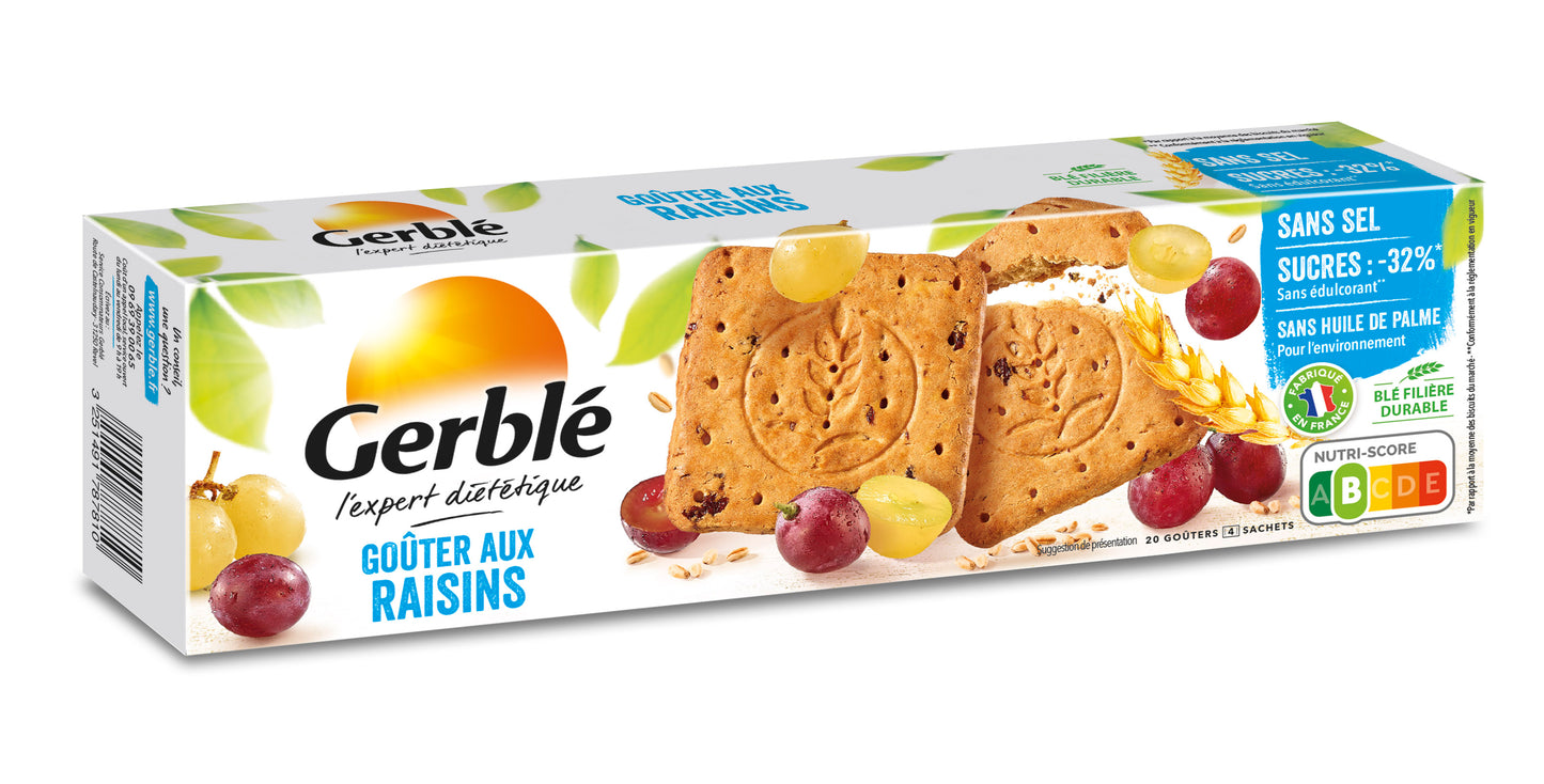 GERBLE Biscuits aux raisins moins de sucres 360g - épicerie les 3 gourmets BISCUITS