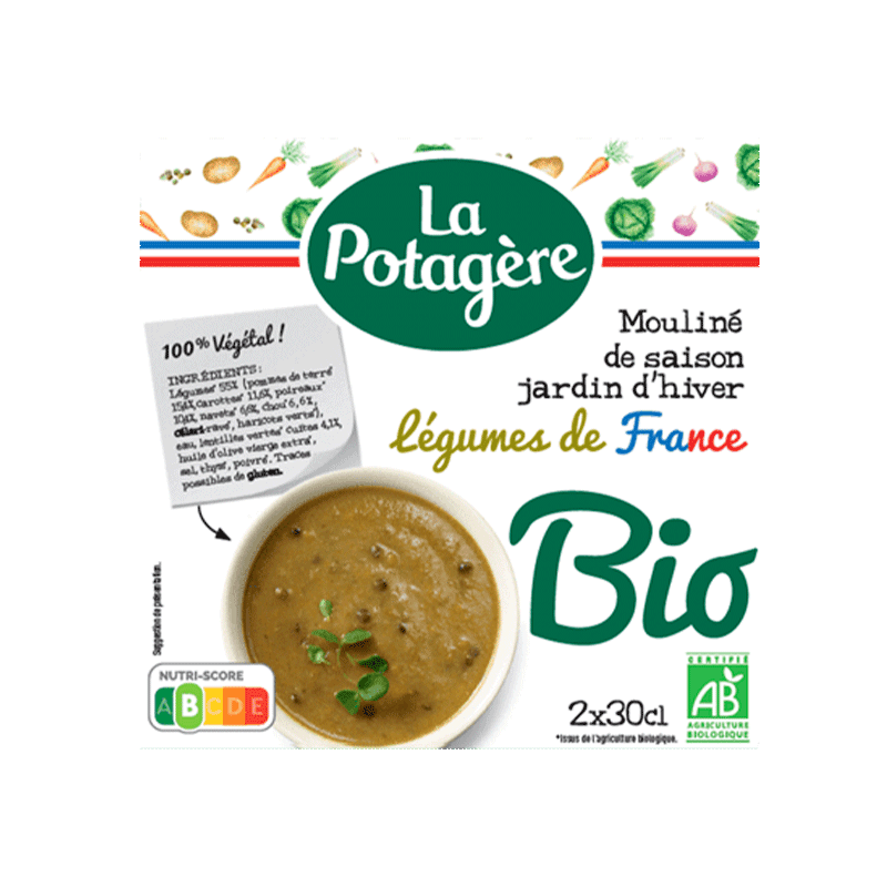 LA POTAGERE Mouliné de saison bio jardin d'hiver légumes de France 2x30cl - épicerie les 3 gourmets SOUPE ET POTAGER