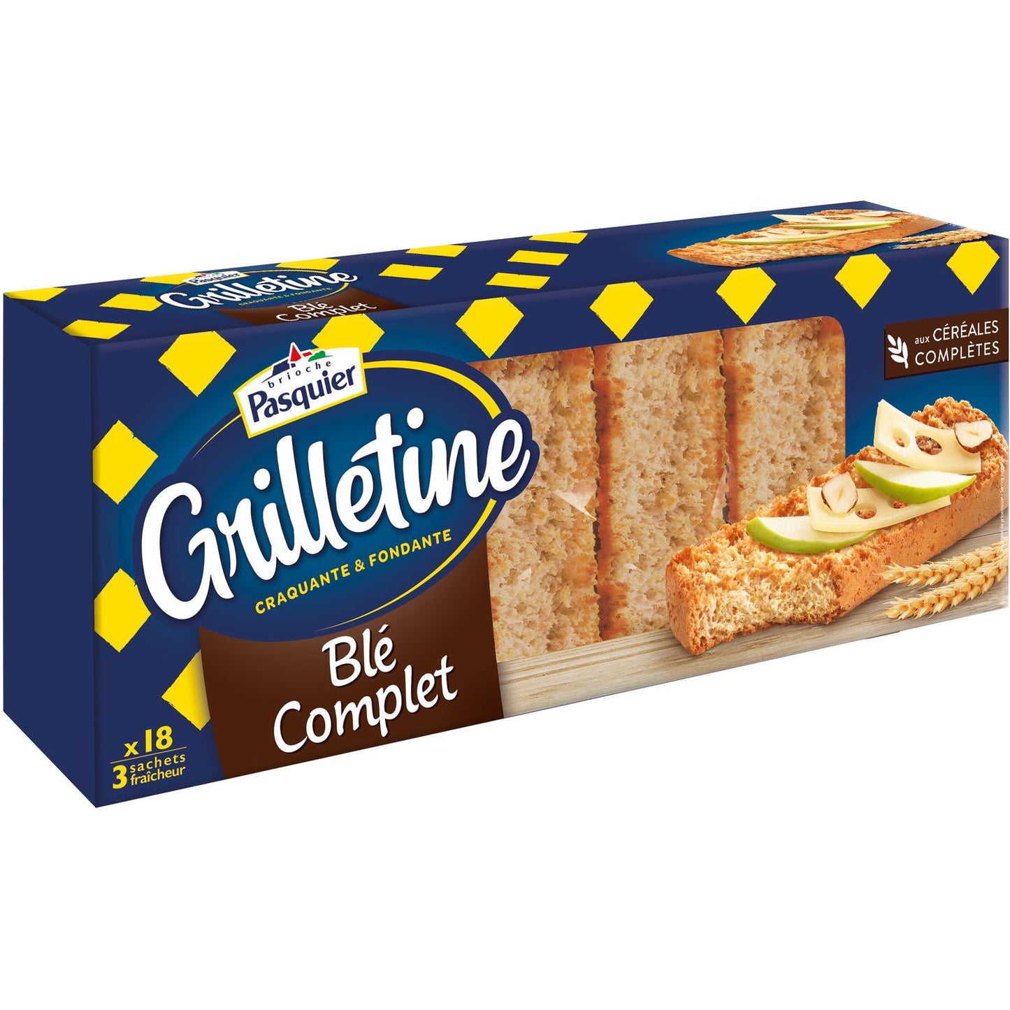 PASQUIER Grilletine tartines grillées au blé complet 18 tartines 242g - épicerie les 3 gourmets Chips et apéritifs
