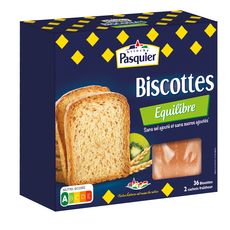 PASQUIER Biscottes équilibre sans sel et sans sucres ajoutés 2x18 biscottes 300g - épicerie les 3 gourmets Chips et apéritifs