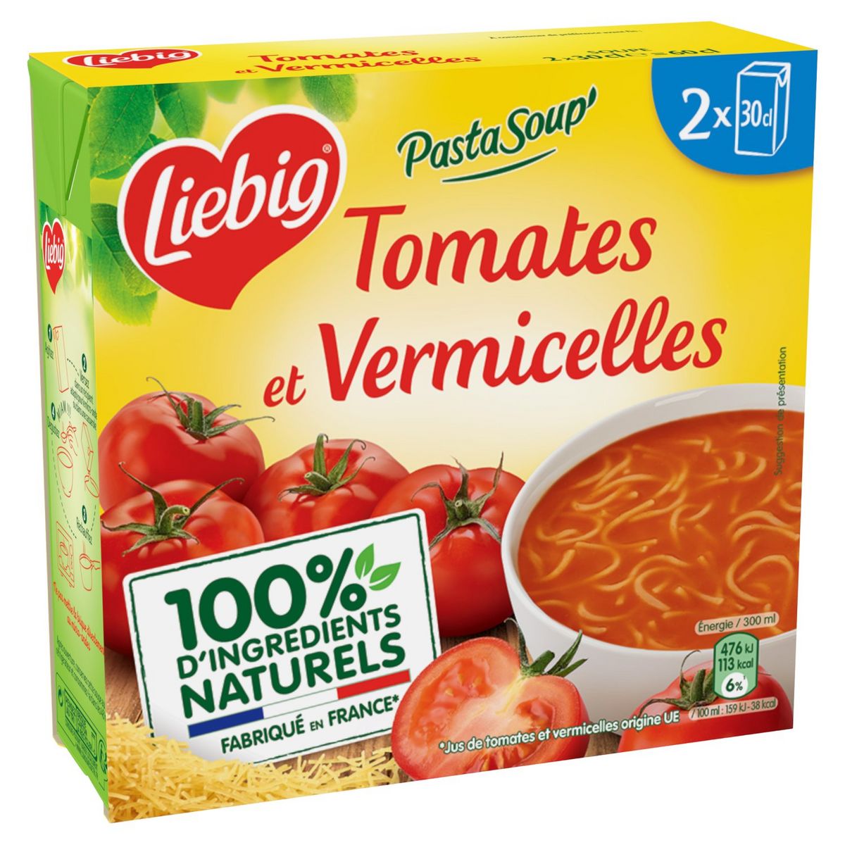 LIEBIG Pastasoup' Tomates et vermicelless 2x30cl - épicerie les 3 gourmets SOUPE ET POTAGER