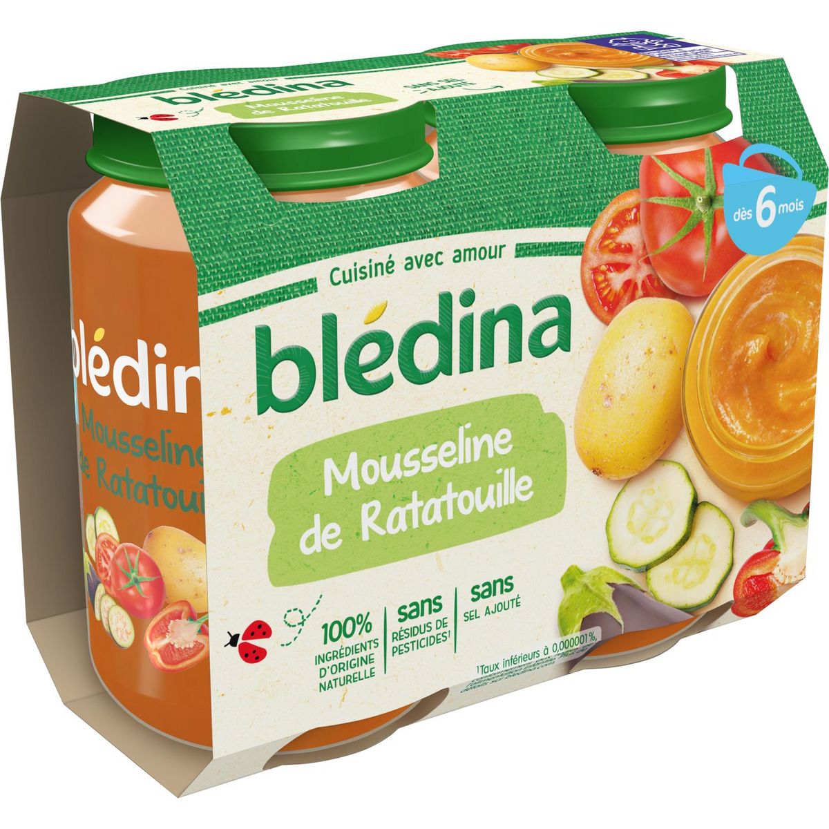BLEDINA Petit pot mousseline de ratatouille dès 6 mois 2x200g - épicerie les 3 gourmets bébés