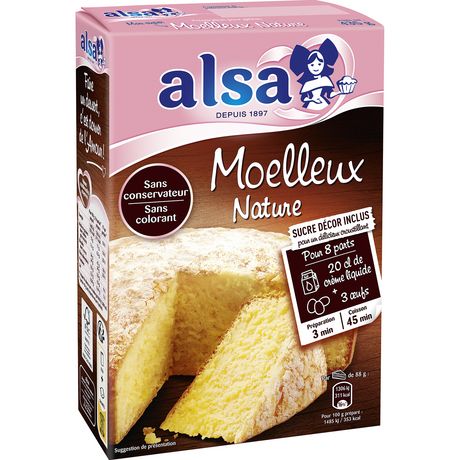 Alsa Moelleux nature 435g - épicerie les 3 gourmets Sucres, Farines, Coulis et Préparations Gateaux