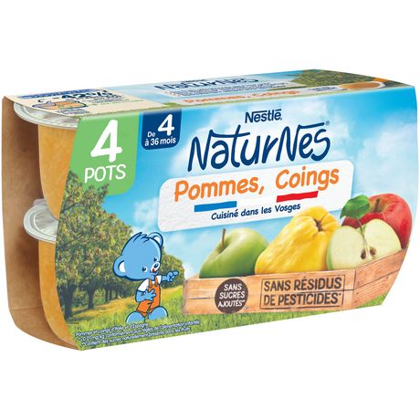 NESTLE Naturnes petit pot dessert pommes coings dès 4 mois 4x130g - épicerie les 3 gourmets bébés