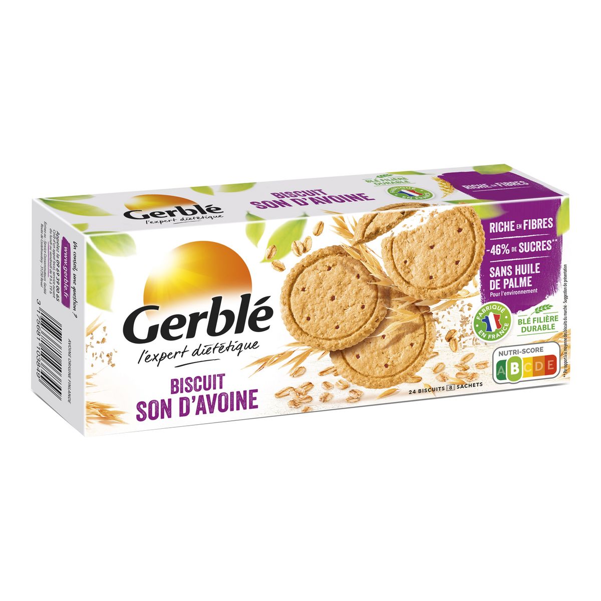 GERBLE Biscuits son d'avoine 144g - épicerie les 3 gourmets biscuits