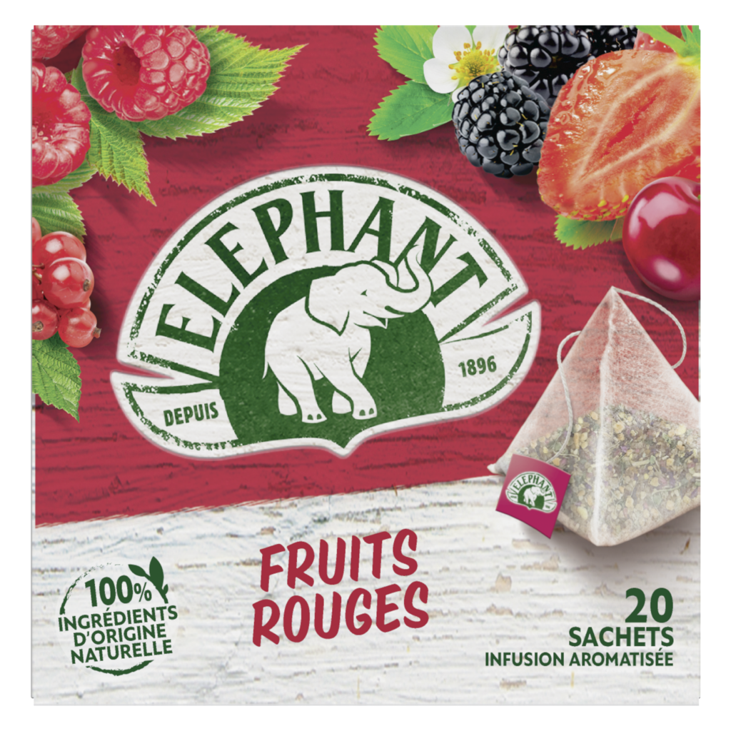 ELEPHANT FRUITS ROUGES20 SACHETS INFUSION AROMATISÉES 36 G - épicerie les 3 gourmets Cafés, thés et boissons chaudes