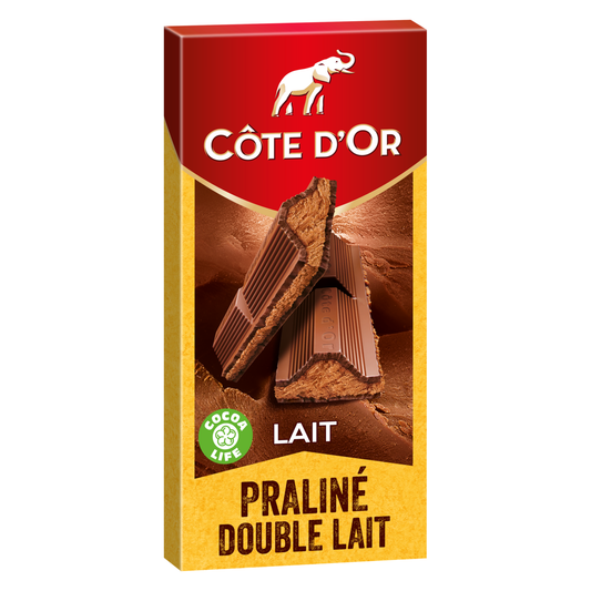 COTE D'OR Tablette de chocolat au lait fourré praliné 200g