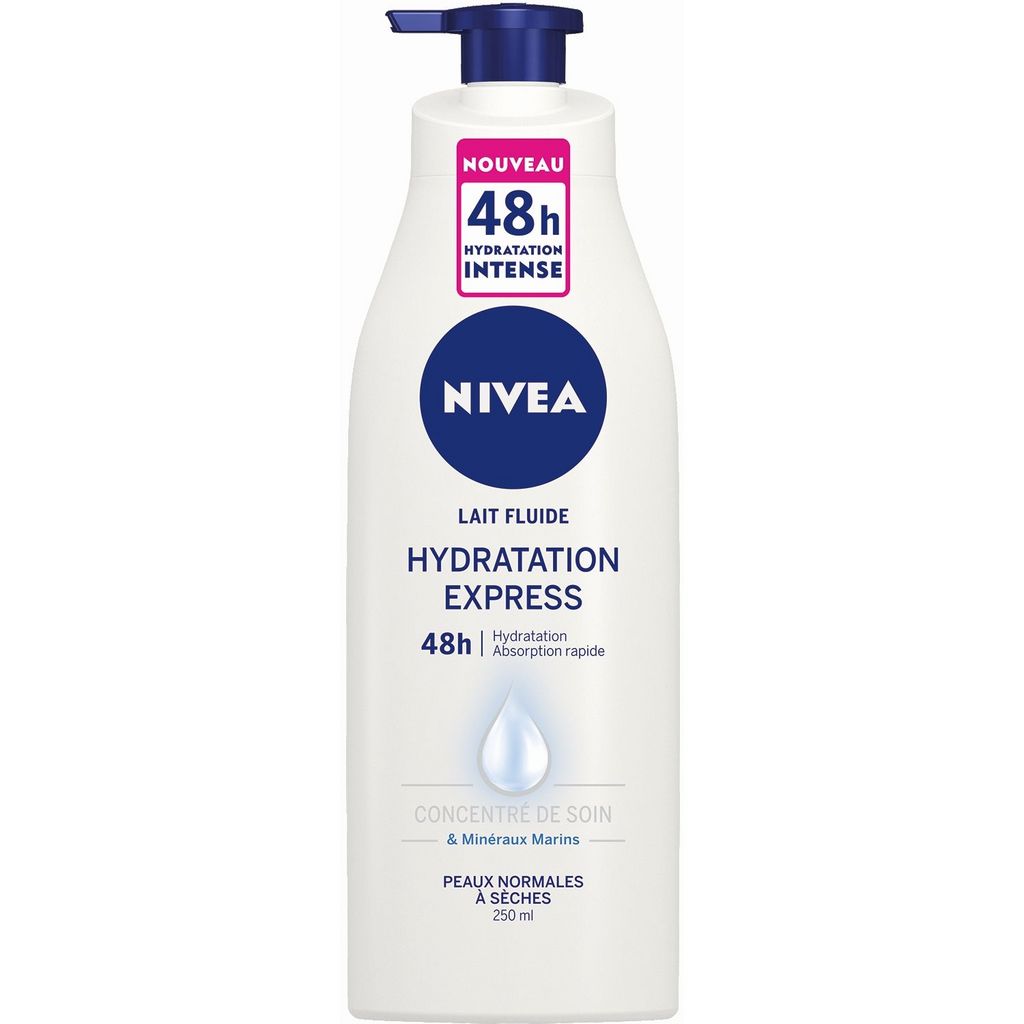 NIVEA Lait fluide hydratation minéraux marins peaux normales à sèches 250ml - épicerie les 3 gourmets Soins du corps