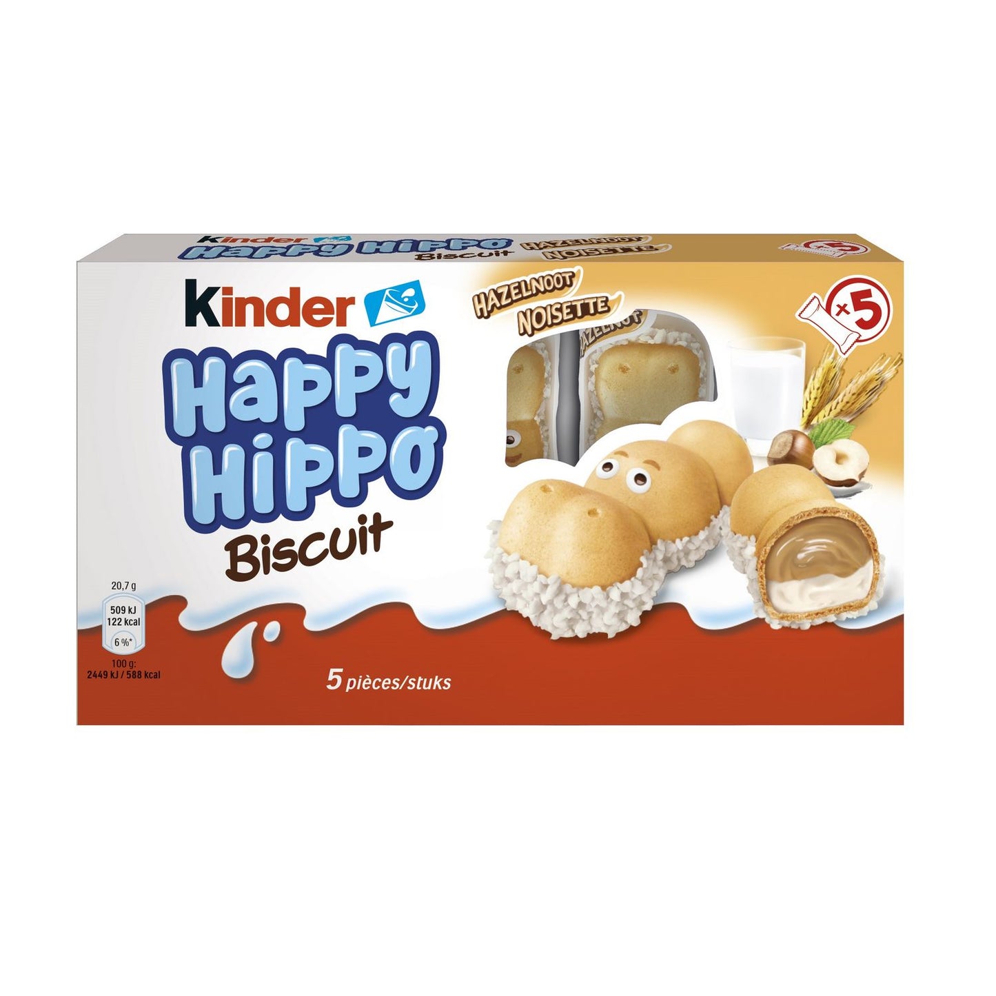 KINDER Happy Hippo biscuits fourrés lait et noisettes 104g - épicerie les 3 gourmets BISCUITS