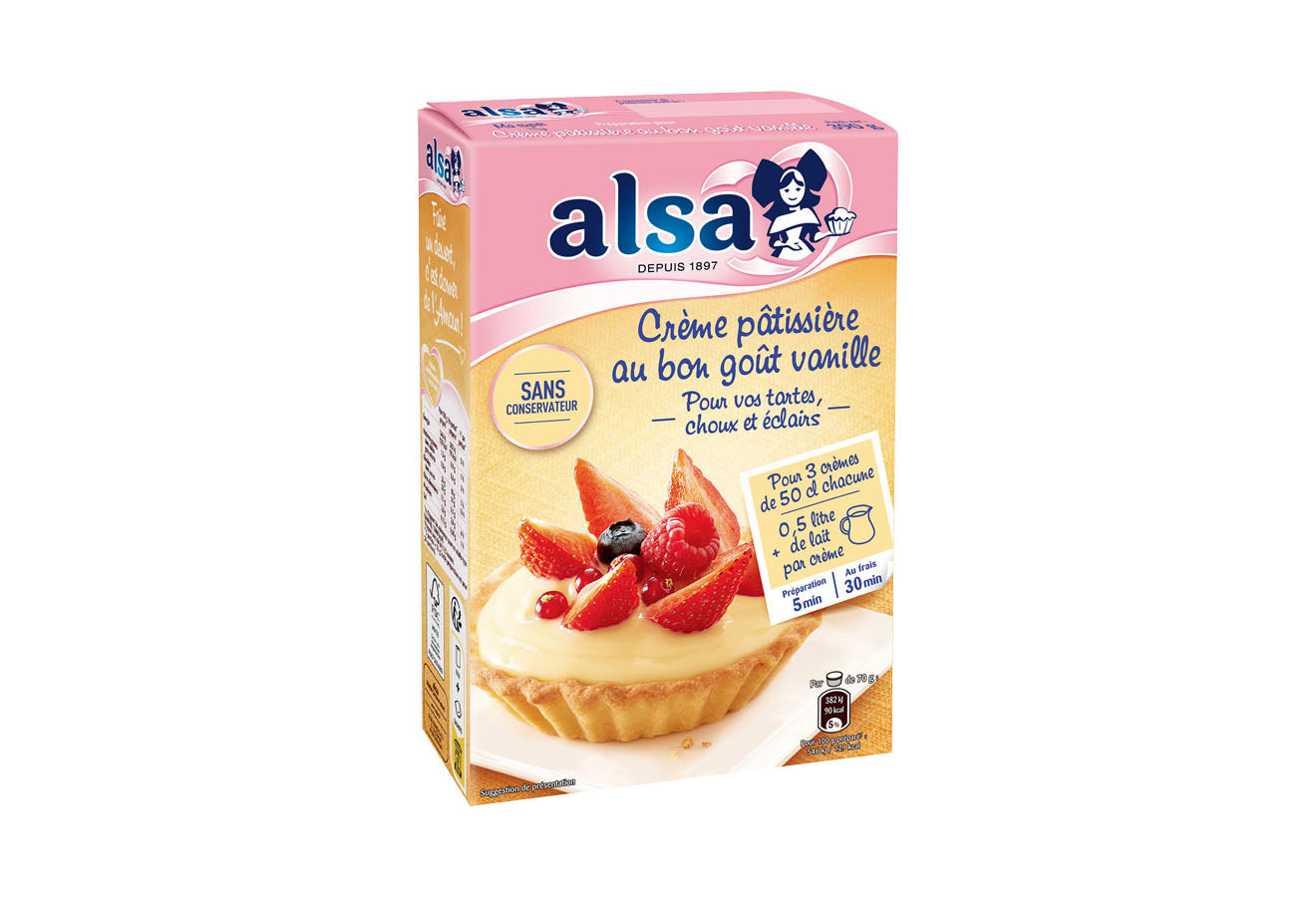 Alsa Crème Pâtissière 3 Sachets - épicerie les 3 gourmets Sucres, Farines, Coulis et Préparations Gateaux