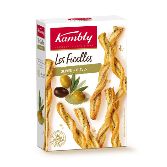 KAMBLY Biscuits apéritifs ficelles olives vertes et noires 100G
