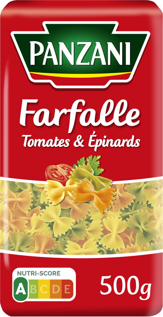 Pâte panzani Farfalle tomates & épinards 500g - épicerie les 3 gourmets sans-gluten
