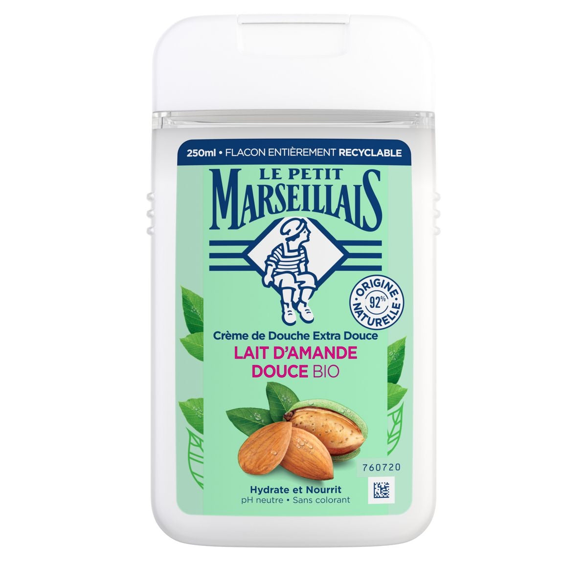 LE PETIT MARSEILLAIS Crème de douche extra doux au lait d'amande douce Bio 250ml - épicerie les 3 gourmets Savons et Gels de douche