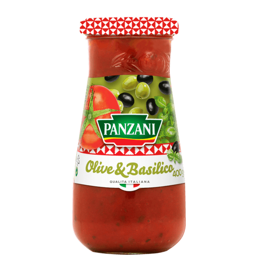Panzani Sauce tomates cuisinées aux olives et au basilic - épicerie les 3 gourmets CONDIMENTS & SAUCES