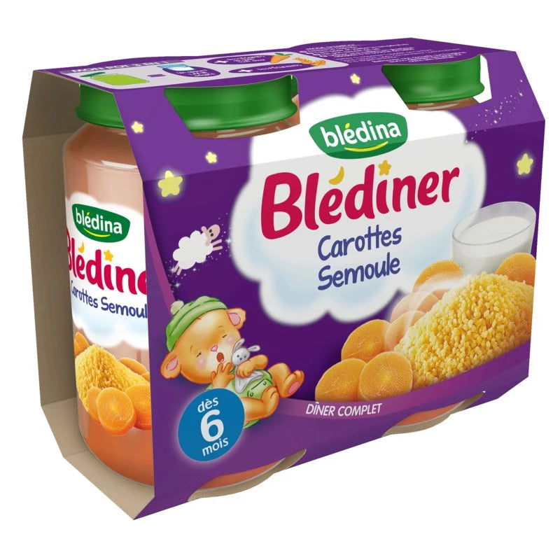 BLEDINA BLEDINER POTS Carottes Semoule 2x200g