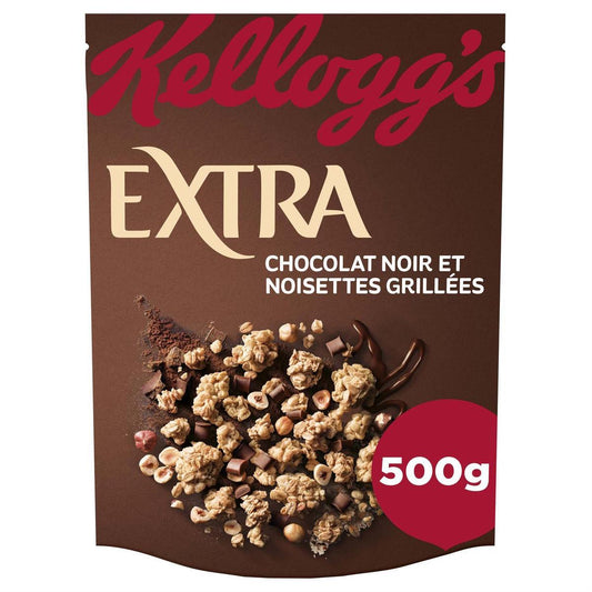 KELLOGG’S Céréales Extra Chocolat Noir 500 g - épicerie les 3 gourmets biscottes-tartinades-de-pain-grille-cereales-et-barres-de-cereales