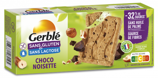 Gerblé Choco noisette sans gluten 150g - épicerie les 3 gourmets biscuits-et-gateaux