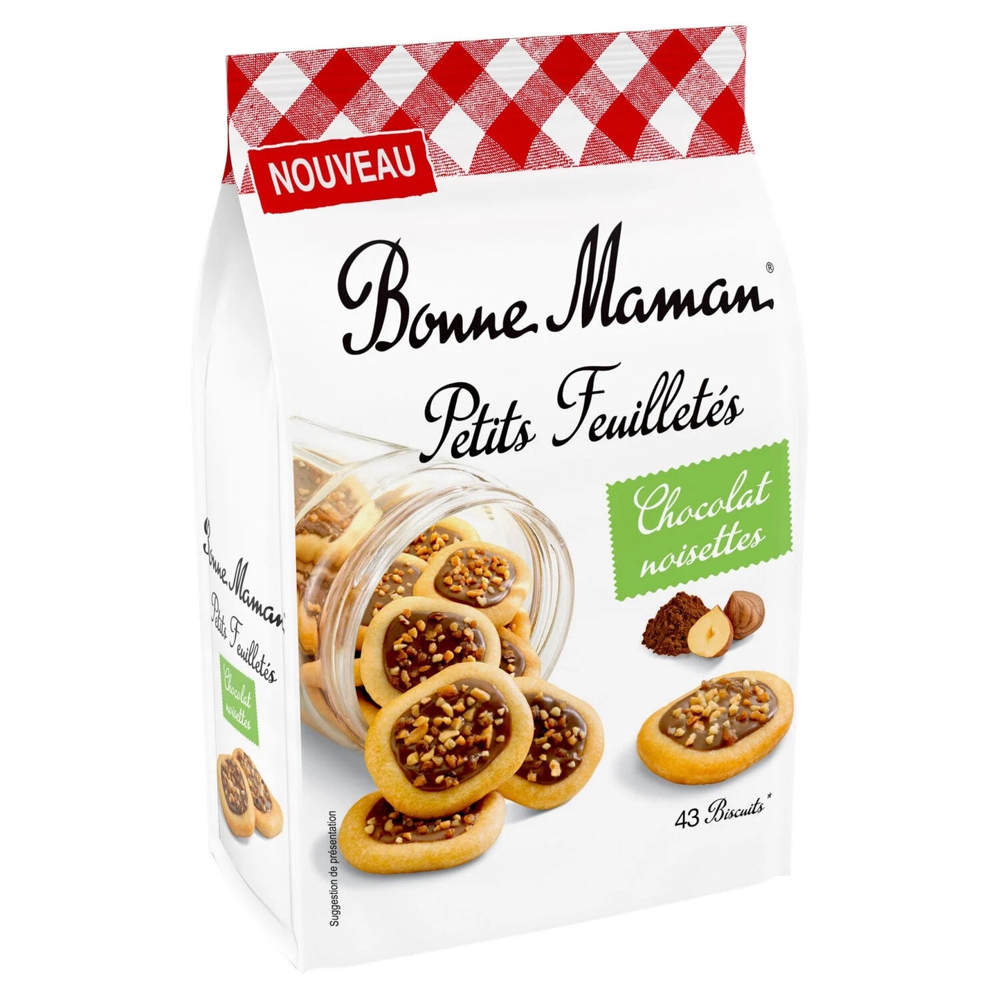 Biscuits petits feuilletés chocolat noisette BONNE MAMAN 250G