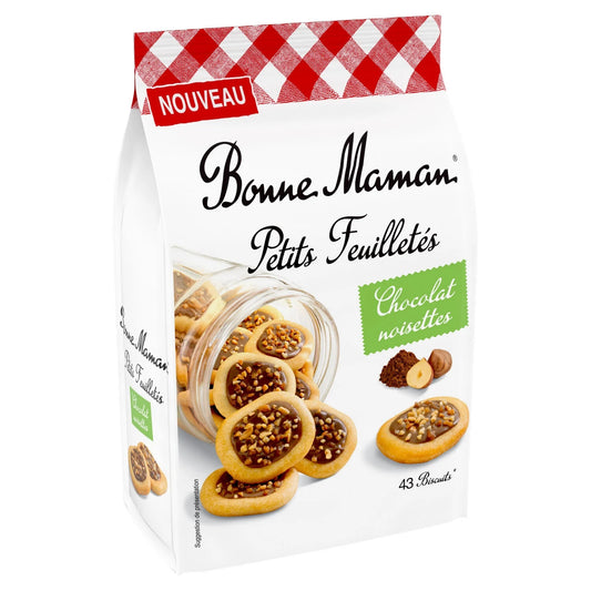 Biscuits petits feuilletés chocolat noisette BONNE MAMAN 250G