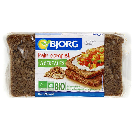 BJORG Pain Complet 3 Céréales 500 g - épicerie les 3 gourmets biscottes-tartinades-de-pain-grille-cereales-et-barres-de-cereales