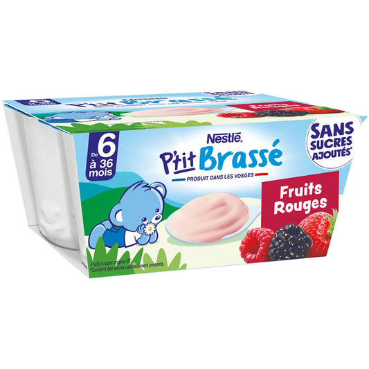 Dessert lacté bébé dès 6 mois Fruits Rouges Sans Sucres Ajoutés P'tit Brassé NESTLE