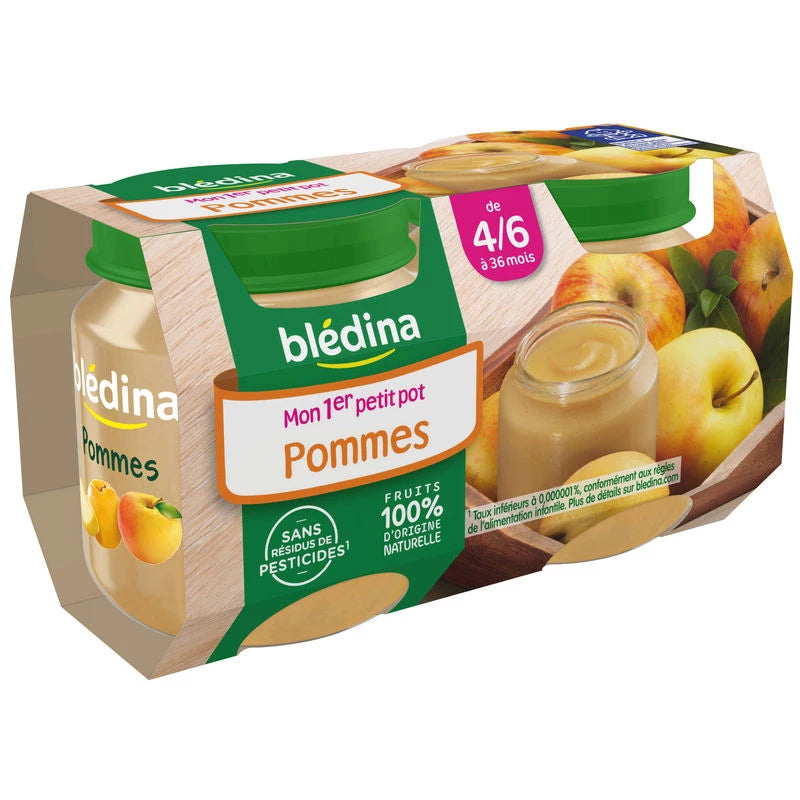 BLEDINA Petits pots pommes dès 4mois 2x130g - épicerie les 3 gourmets bébés