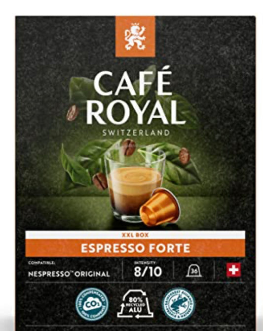 Café Royal Espresso Forte n’8/10 36 capsule - épicerie les 3 gourmets Cafés, thés et boissons chaudes
