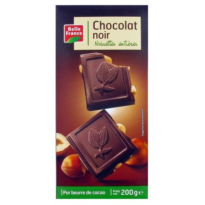 Belle France CHOCOLAT NOIR NOISETTES ENTIERES BF TABLETTE 200 G