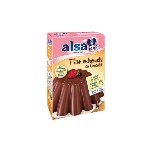 Alsa Entremets flan Chocolat 4 Sachets - épicerie les 3 gourmets Sucres, Farines, Coulis et Préparations Gateaux