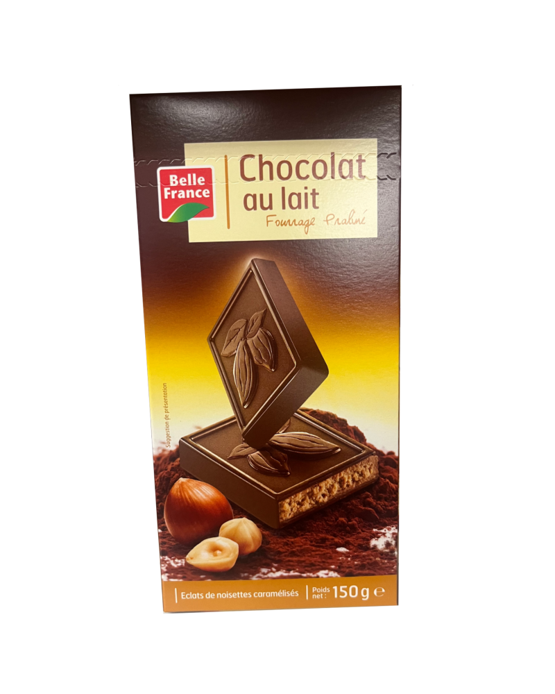 Chocolat Au Lait Fourrage Praliné Belle France 150 g