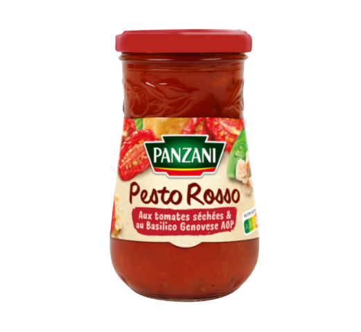 PANZANI - SAUCE PESTO TOMATES ET BASILIC CISELE Pot de 200g - épicerie les 3 gourmets CONDIMENTS & SAUCES