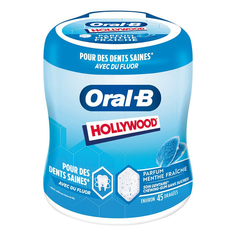 Chewing-gum à la menthe verte Oral-B HOLLYWOOD soins dentaires avec du fluor - épicerie les 3 gourmets Bonbons