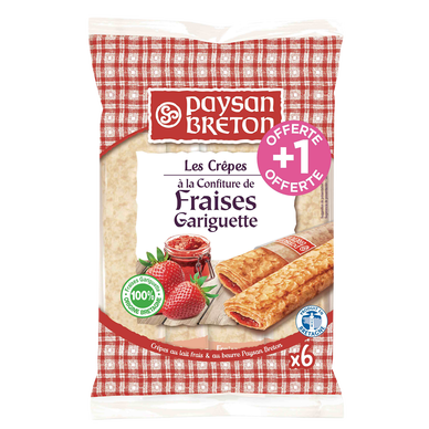 Crêpes fourrée à la confiture de fraises de Plougastel PAYSAN BRETON,x6 soit 210g