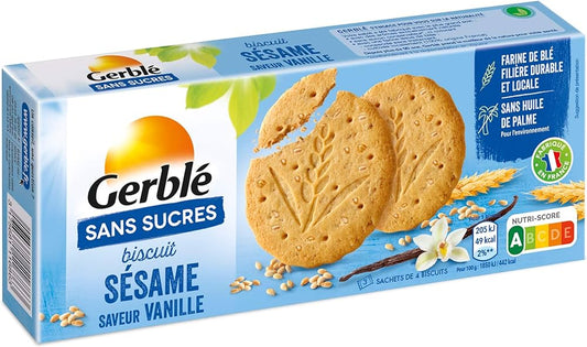 GERBLE SABLES SESAME VANILLE SANS SUCRE 132G - épicerie les 3 gourmets biscuits-et-gateaux