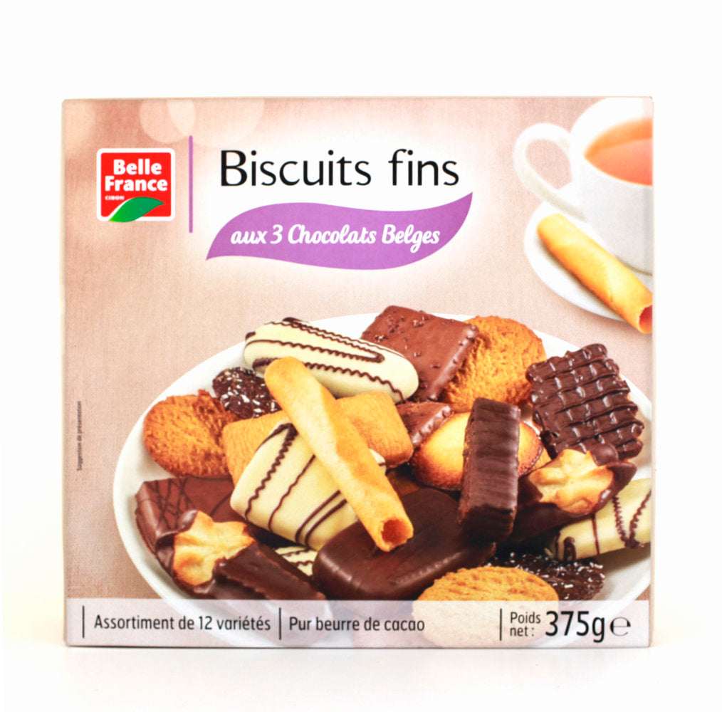 BELLE FRANCE Biscuits Fins Aux 3 Chocolats Belges 375g picerie Les BELLE FRANCE Biscuits Fins Aux 3 Chocolats Belges 375g picerie Les