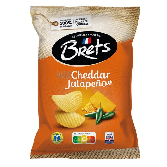 Brets saveur cheddar jalapeno 125g - épicerie les 3 gourmets Chips et apéritifs