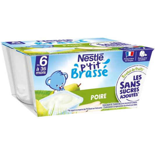 Nestlé Dessert bébé dès 6 mois, Poire P'TIT BRASSE - épicerie les 3 gourmets bébés