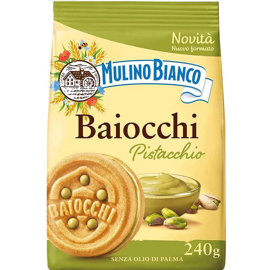 MULINO BIANCO Baiocchi - biscuits fourrés à la pistache 240g - épicerie les 3 gourmets biscuits-et-gateaux