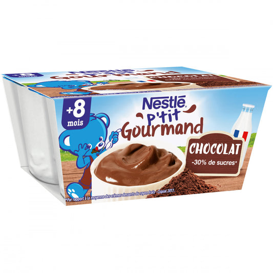 NESTLE P’tit Gourmand Chocolat 4 x 100 g - épicerie les 3 gourmets confitures-compotes-et-cremes