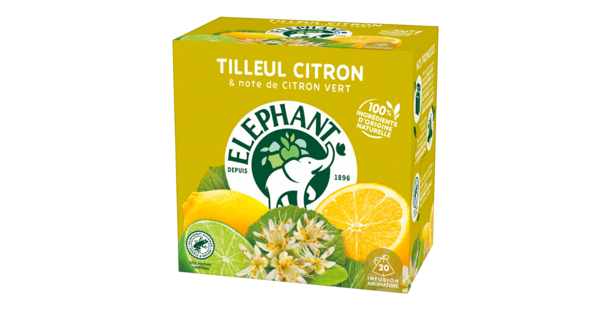 ELEPHANT Infusion Tilleul Citron - épicerie les 3 gourmets Cafés, Thés et Boissons Chaudes