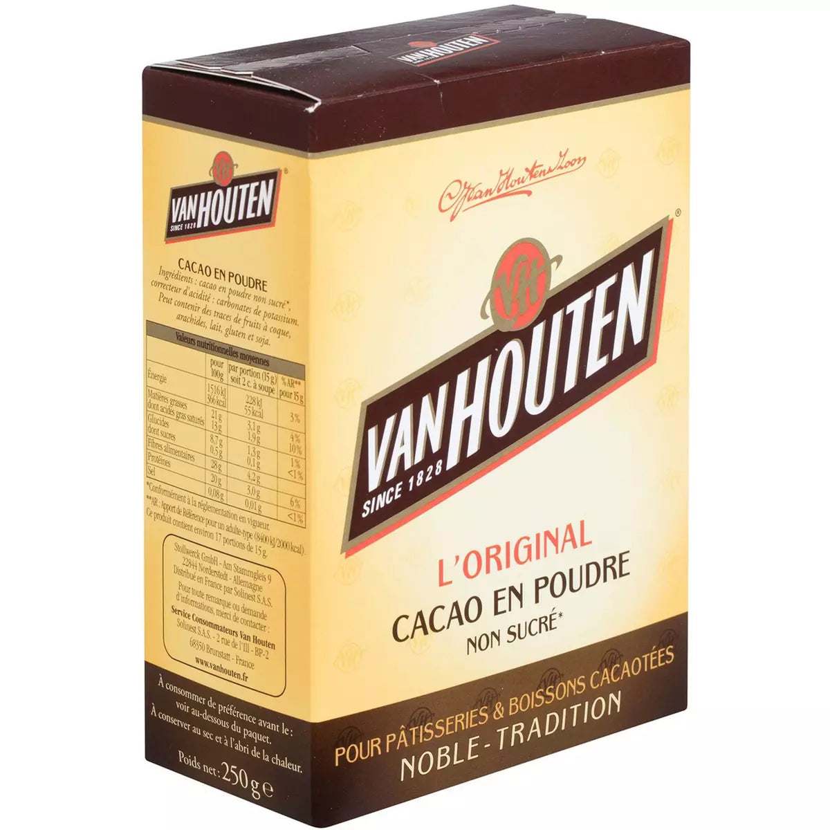 VAN HOUTEN L'original cacao en poudre non sucré 250g - épicerie les 3 gourmets Sucres, Farines, Coulis et Préparations Gateaux