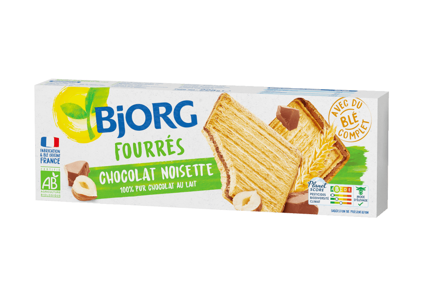 BJORG Fourré Chocolat Lait Noisette 225 g - épicerie les 3 gourmets biscuits-et-gateaux