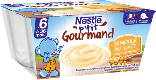 NESTLE P’tit Gourmand Semoule 4 x 100 g - épicerie les 3 gourmets bébés